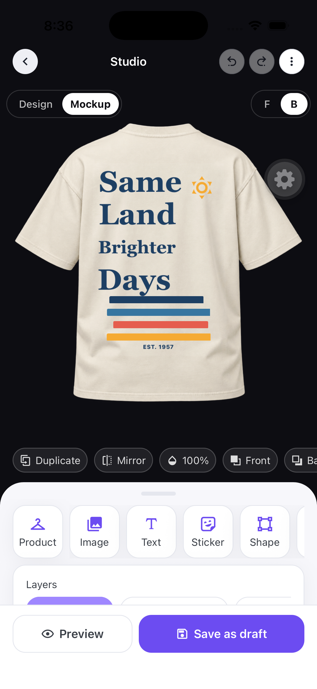 Shirtly Studio preview of the Same Land Brighter Days shirt design